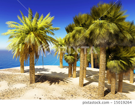 Lush oasis landscape on desert Lush oasis landscape on desert 15019264