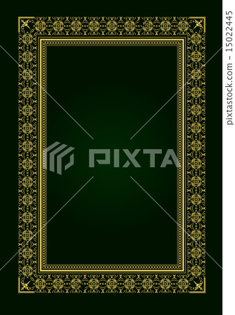 Gold ornament on green background Gold ornament on green background 15022445