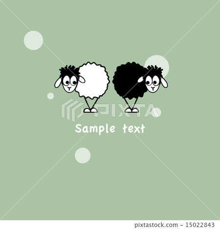 Vector illustration, black and white funny sheep,  15022843