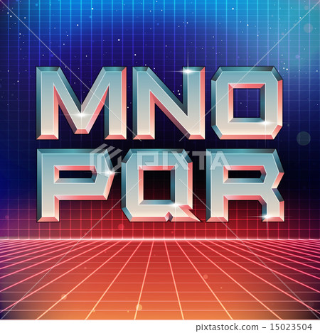 80s Retro Futuristic Font from M to R 80s Retro Futuristic Font from M to R 15023504
