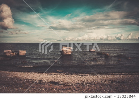 Ruins of artillery coast battery on Saaremaa island , Estonia 15023844