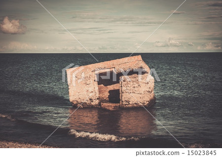 Ruins of artillery coast battery on Saaremaa island , Estonia 15023845