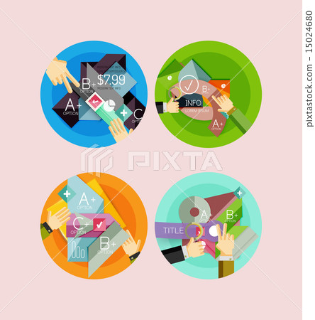 Set of flat design circle infographic icons 15024680