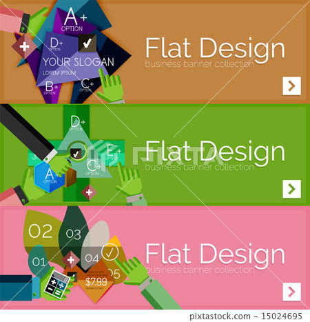 Flat design vector infographic banners with geometric infographics 15024695