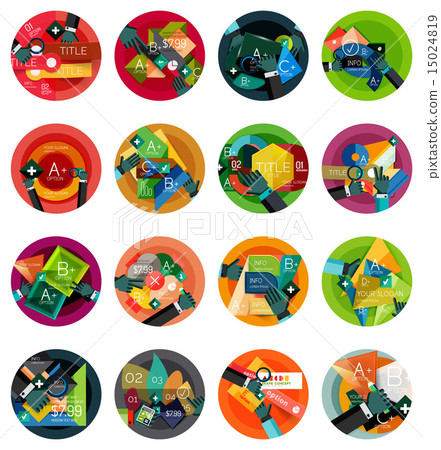 Set of flat design circle option infographics concepts 15024819