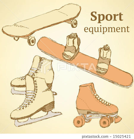 Sketch sport equipment in vintage style 15025421