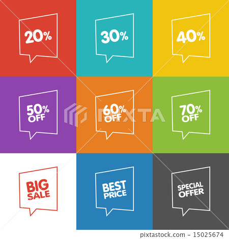 Line Discount Labels. Vector Sale Speech Bubbles 15025674