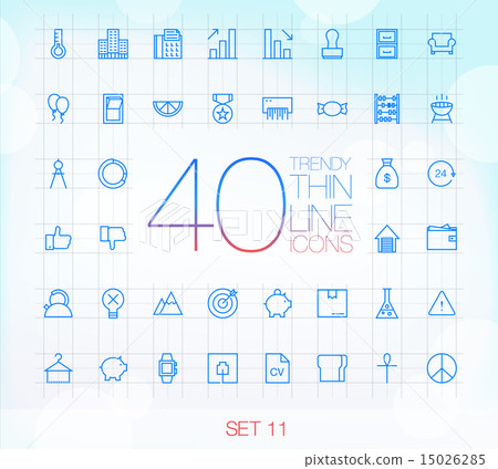 40 Trendy Thin Icons for web and mobile Set 11 15026285