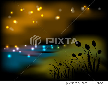 Night landscape with flowers and grass 15026545