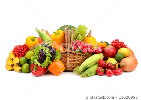 composition of fruits and vegetables in basket composition of fruits and vegetables in basket 15026958