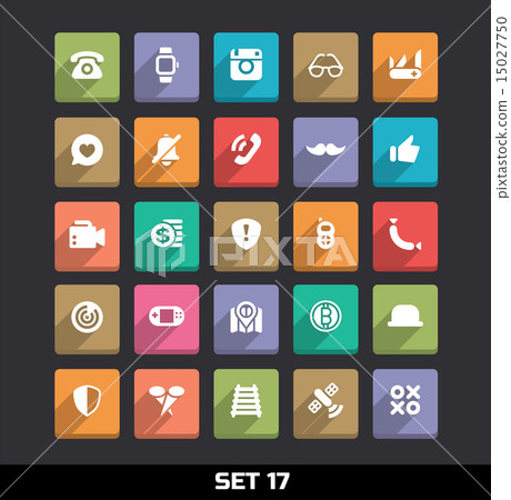 Trendy Vector Icons With Long Shadow Set 17 15027750