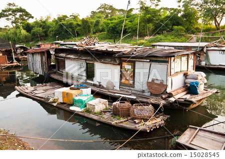 Rural slum on rier, favela in China 15028545