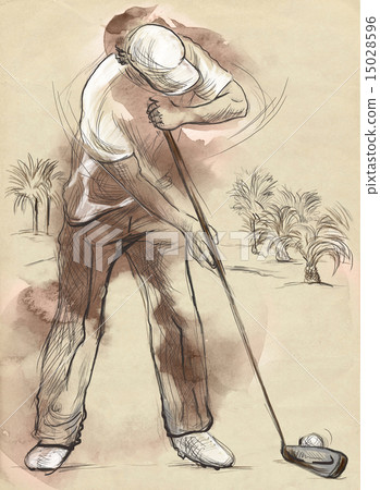 Golf Player An hand drawn and painted illustration 15028596