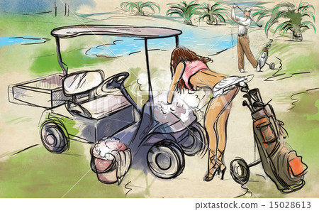 Golf Player An hand drawn and painted illustration 15028613