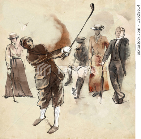 Golf Player An hand drawn and painted illustration 15028614