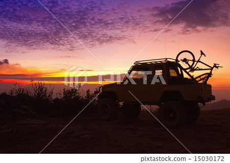 Off Road Car On The Mountain Silhouette shot 15030172