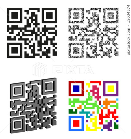 set icons abstract qr code vector illustration 15034574