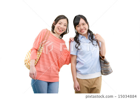 兩位小姐的朋友的白色後面圖像擺在 15034884