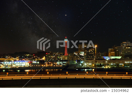 夜景和滿天星斗的天空 夜景和滿天星斗的天空 15034962