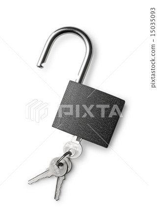Padlock and keys on a white background 15035093