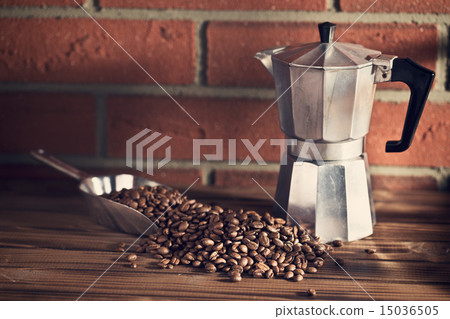 coffee beans on wooden table coffee beans on wooden table 15036505