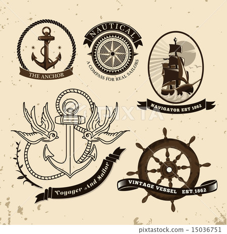 Vintage style nautical theme vector 15036751