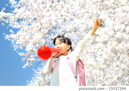 支持擴音器的女孩(春天,櫻花) 支持擴音器的女孩(春天,櫻花) 15037104