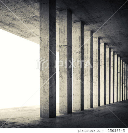 Empty interior with concrete walls and columns, 3d 15038545