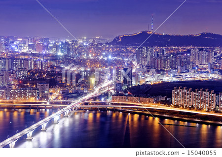 Seoul Tower and Downtown skyline at night Seoul Tower and Downtown skyline at night 15040055