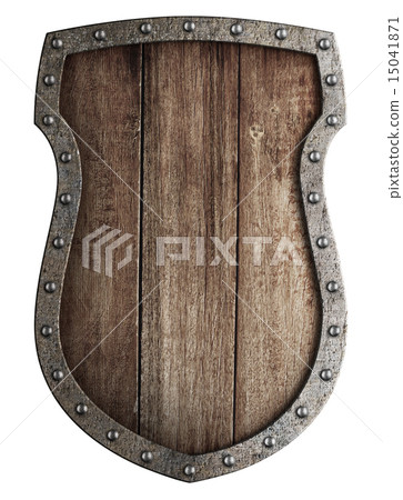 medieval wooden coat of arms shield isolated 15041871