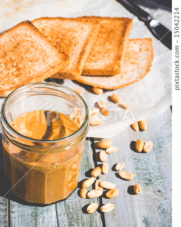 crispy toast with peanut butter for breakfast crispy toast with peanut butter for breakfast 15042214