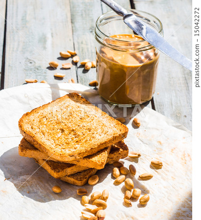 crispy toast with peanut butter for breakfast crispy toast with peanut butter for breakfast 15042272