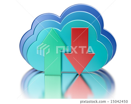 Blue glossy cloud and upload download arrows 15042450