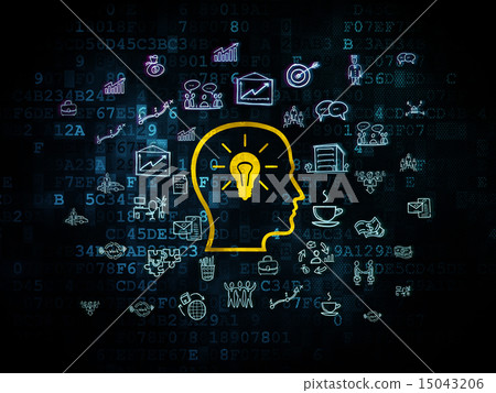 Business concept: Head With Lightbulb on Digital background 15043206