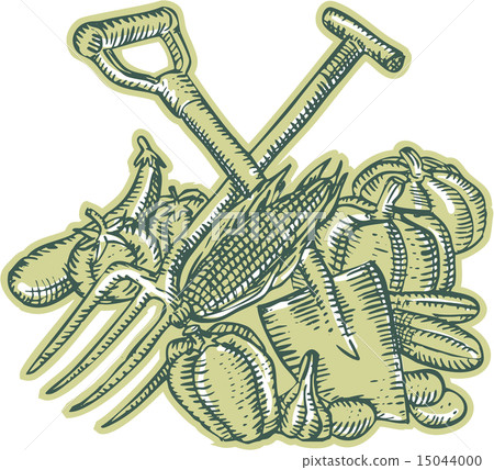 Spade Pitchfork Crop Harvest Etching Spade Pitchfork Crop Harvest Etching 15044000