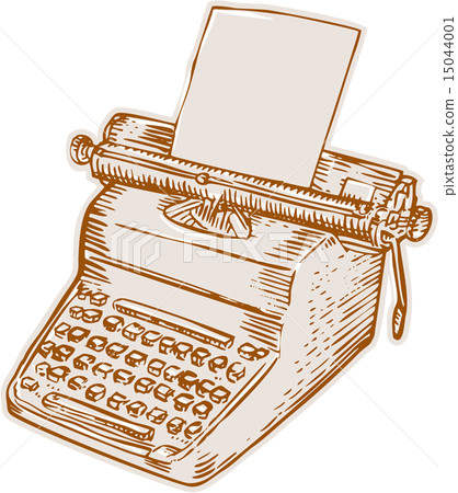 Vintage Old Style Typewriter Etching Vintage Old Style Typewriter Etching 15044001