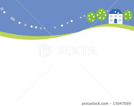 風景晴朗的房子樹風小山 15047089