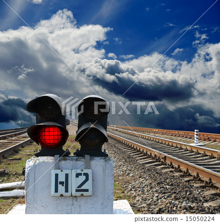 red semaphore on the rail road red semaphore on the rail road 15050224