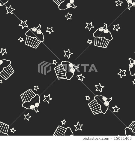 doodle cake seamless pattern background - Stock Illustration [15051403 ...