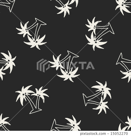 doodle coconut trees seamless pattern background 15052270