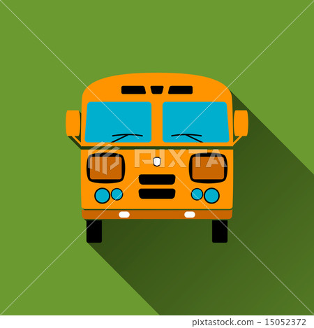 Retro Bus Icon, Long Shadows, Vector Illustration 15052372