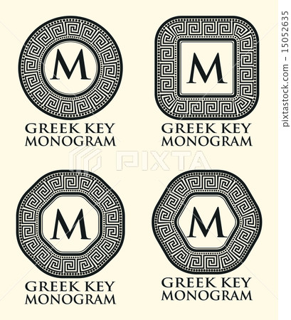 Greek Key Ornament Monogram Set Vector 15052635