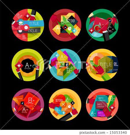 Set of option presentation labels, flat design web infographic boxes 15053340