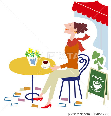A woman relaxing at a cafe A woman relaxing at a cafe 15054722