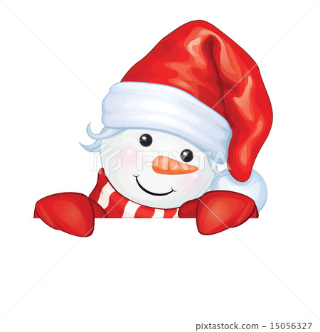 Vector Happy Snowman Cartoon Hiding By Blank Stock Illustration