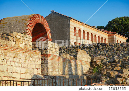 Ruins of the wall around old Nessebar, Bulgaria 15058565