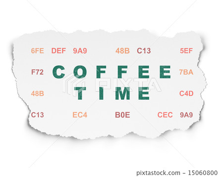 Time concept: Coffee Time on Torn Paper background 15060800
