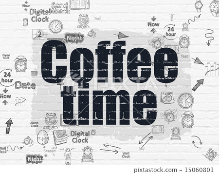 Time concept: Coffee Time on wall background Time concept: Coffee Time on wall background 15060801