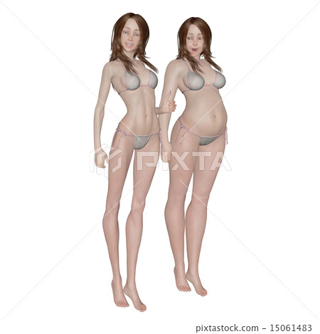 Dieting before after perming illustrations material 15061483