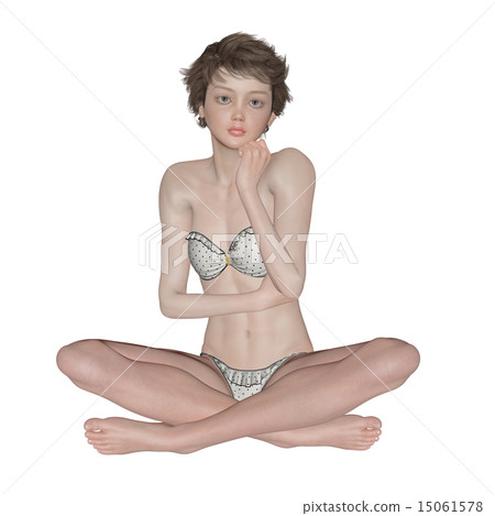 A woman in a swimsuit capped 15061578